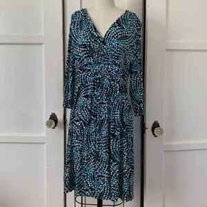 TAHARI Silky Jersey Teal Print Dress Fits size 12